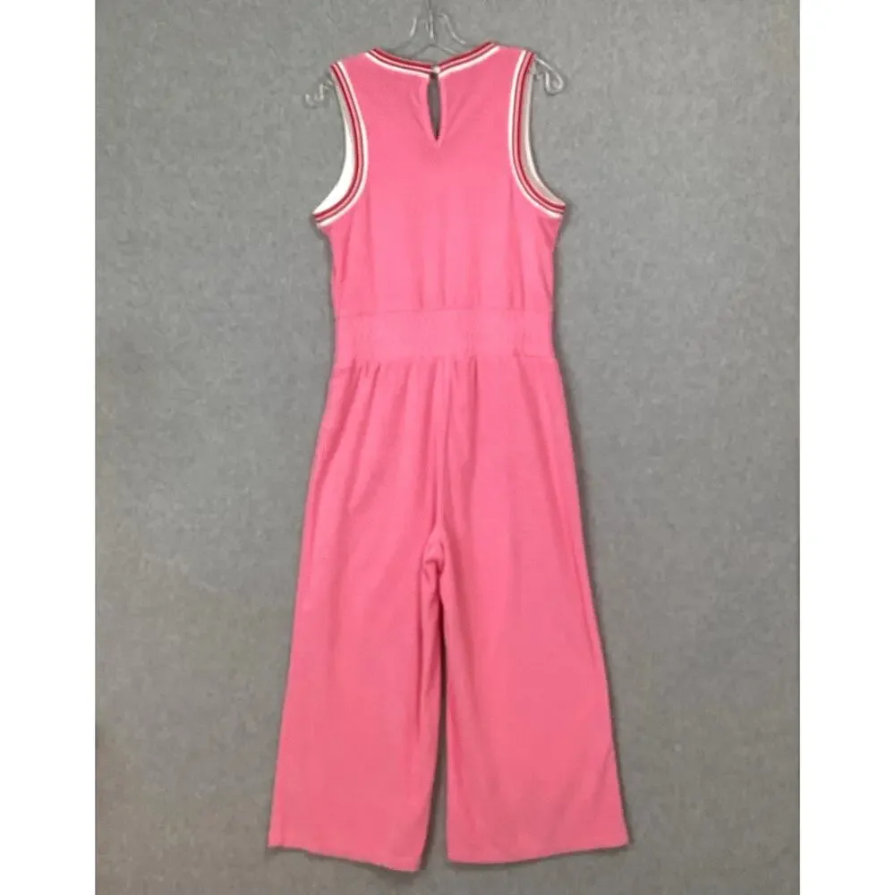 Juicy By Juicy Couture Y2K Crop Wide Leg Terry Cloth Jumpsuit Size M V Neck Pink - Picture 6 of 16
